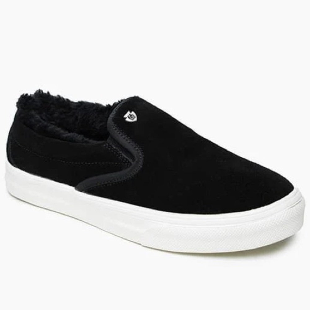 Minnetonka Black Wilder Fur-Lined Slip-On Shoes